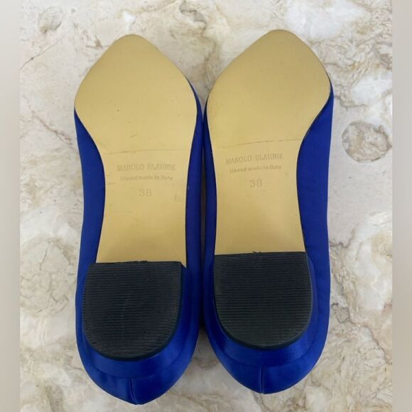NEW! Royal Blue Satin & Crystal Buckle Embellishment Hangisi Ballet Flats - Picture 9 of 9